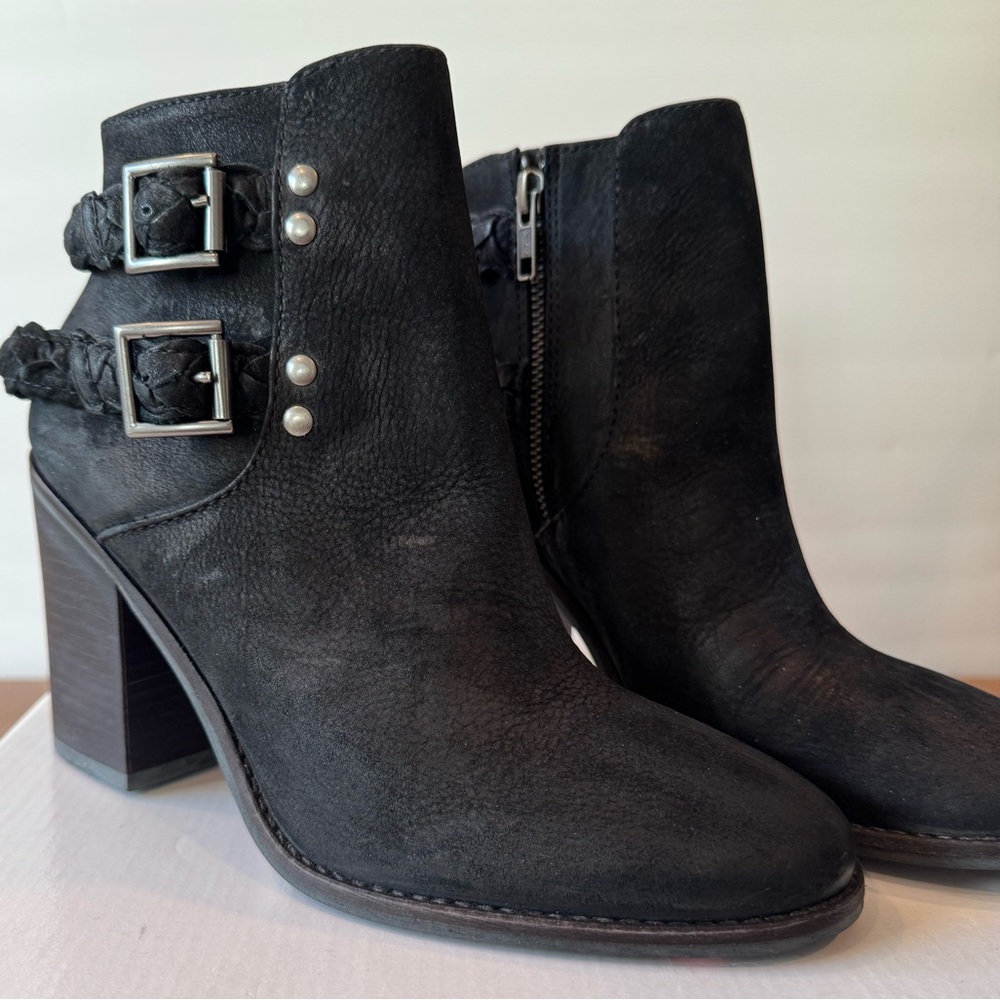 NWB- Steve Madden ‘Tender’ Braided Buckled Booties  Black Leather SIZE 8 New